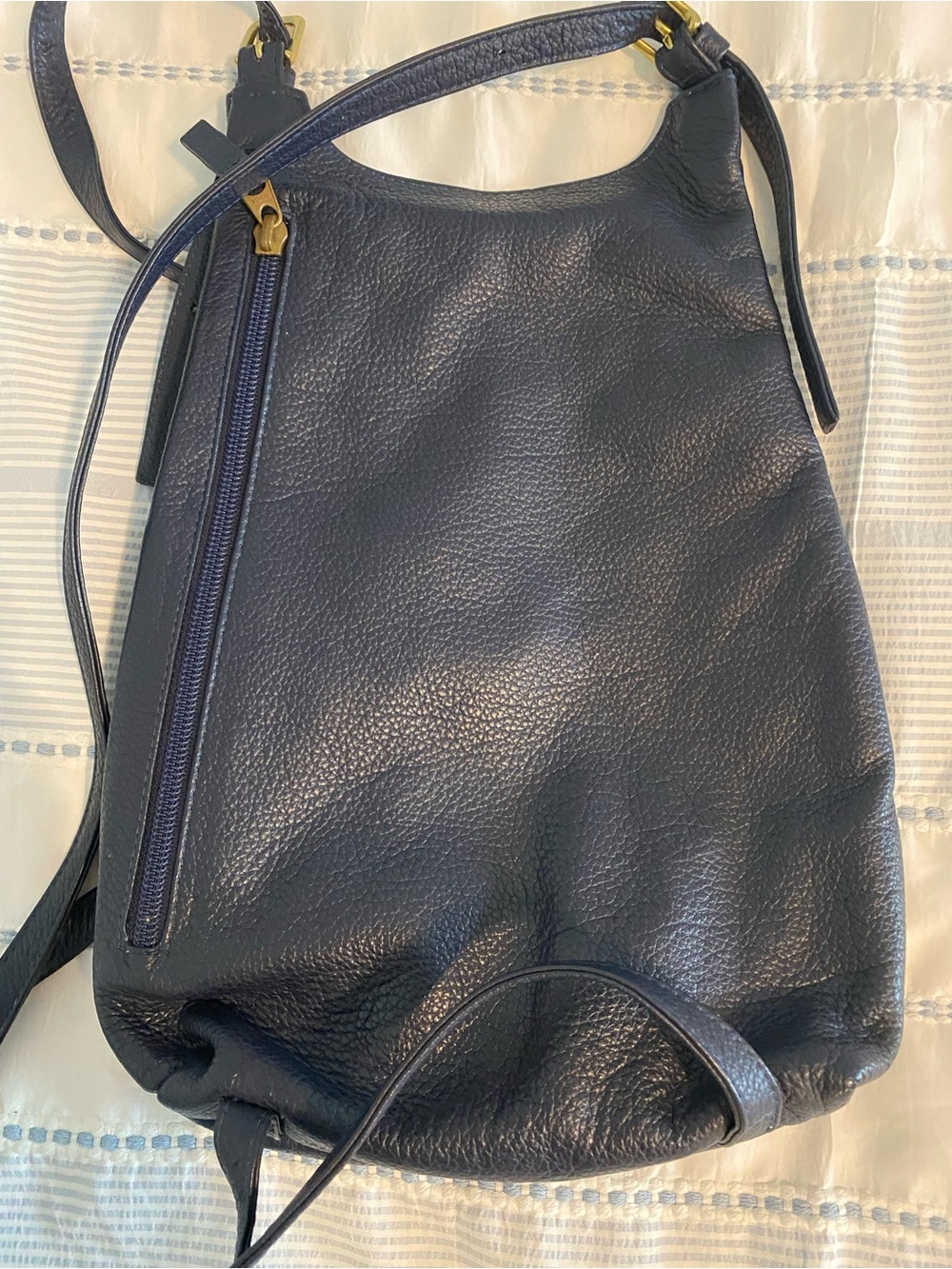 JP Ourse & Cie Navy Blue Pebbled Leather Backpack - Picture 3 of 9